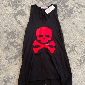 Black Criss Cross Back Skull Tank